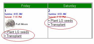 Organic gardening lunar calendar - Long germinating seeds and transplanting