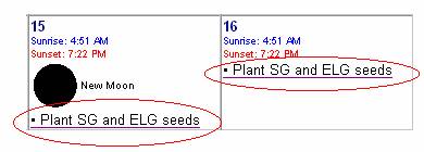 Organic gardening lunar calendar - Short and Extra Long germinating seeds
